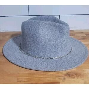Anthropologie Link Trimmed Fedora Wool Hat Grey